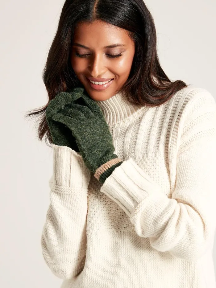 Joules Gloves Women Green Knitted Gloves
