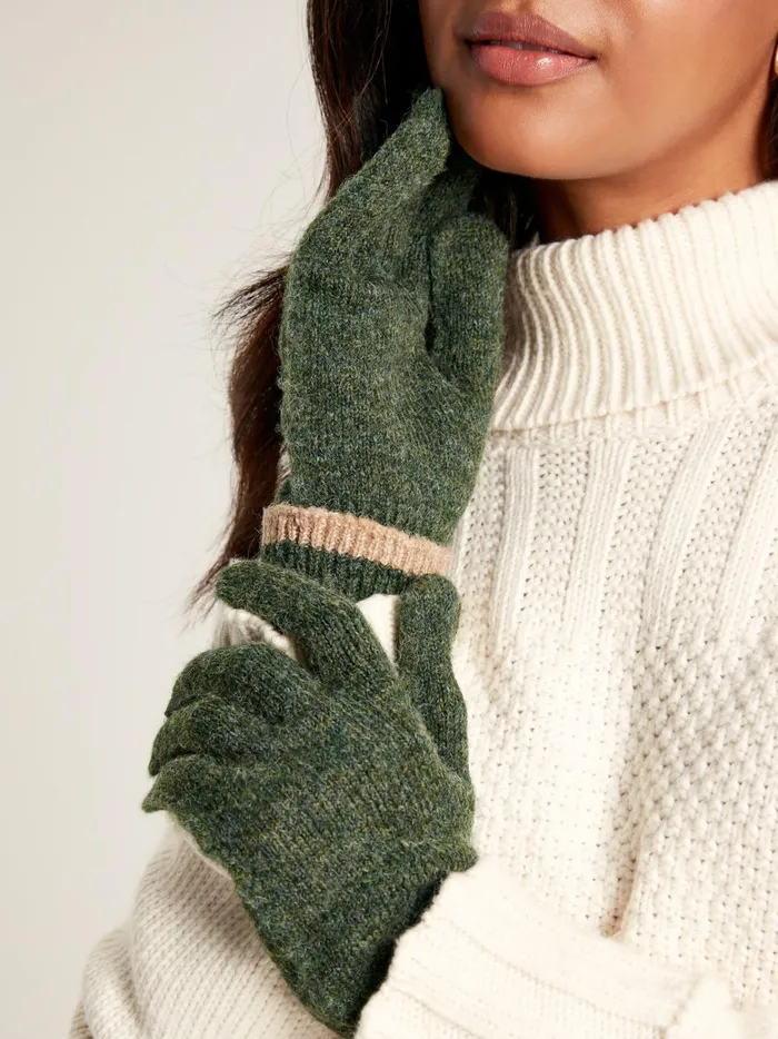 Joules Gloves Women Green Knitted Gloves