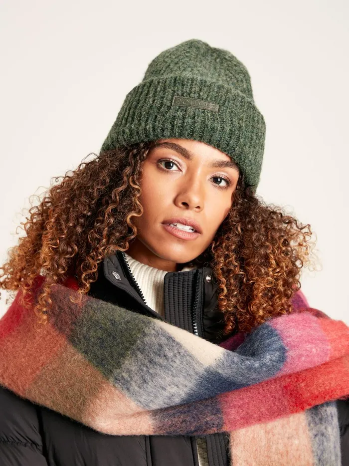 Joules Hats Women Green Oversized Knitted Beanie Hat
