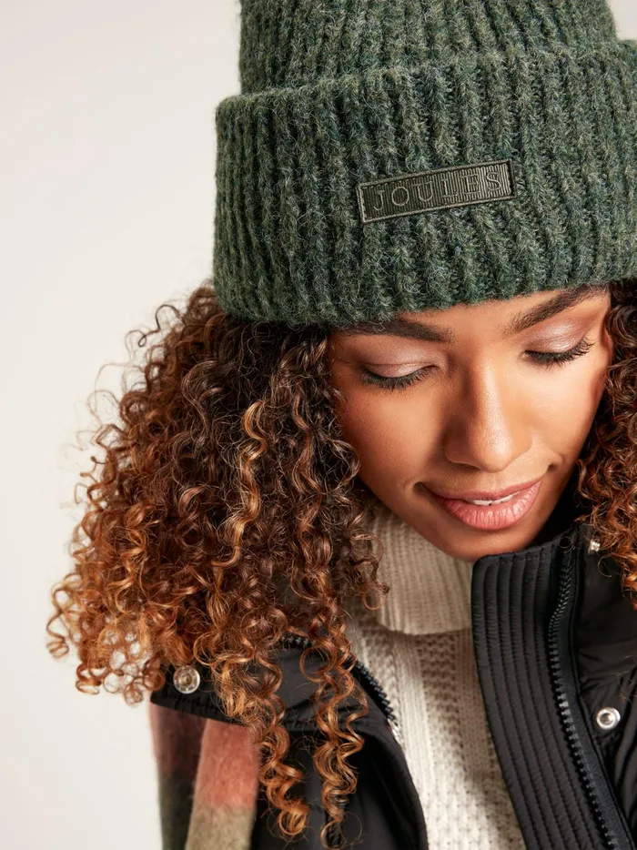 Joules Hats Women Green Oversized Knitted Beanie Hat