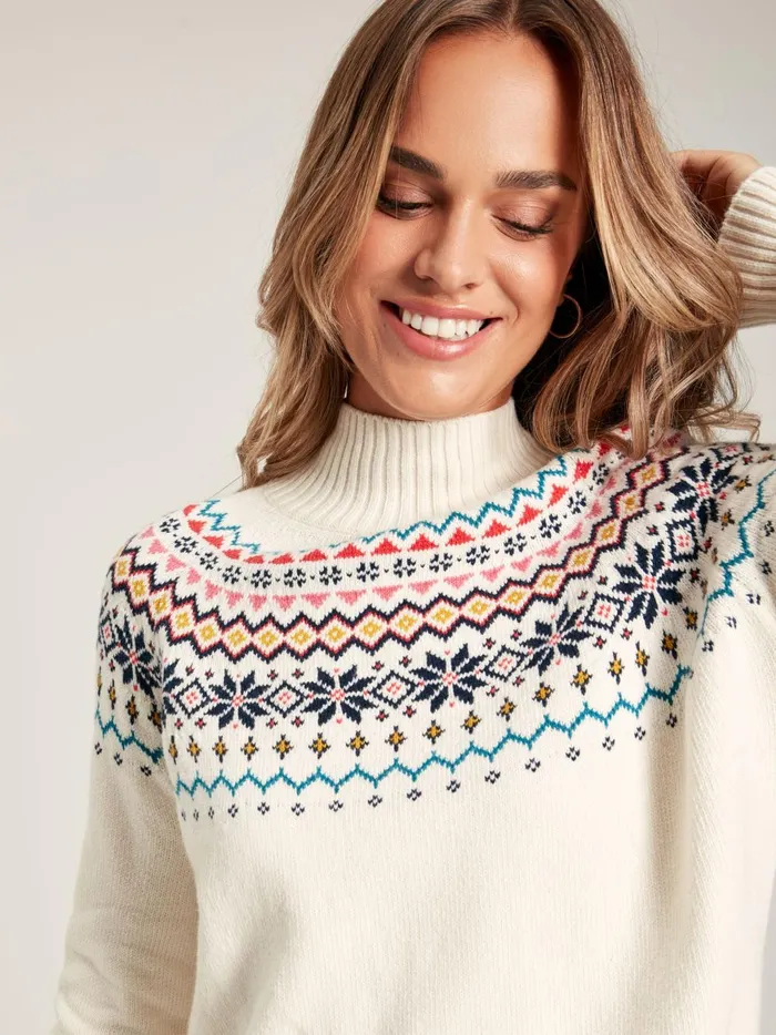 Joules Knitwear Women Cream Fair Isle Jumper