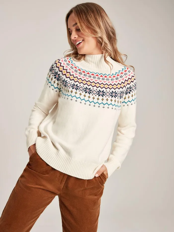 Joules Knitwear Women Cream Fair Isle Jumper