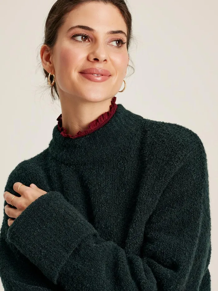 Joules Knitwear Women Dark Green High Neck Boucl Jumper