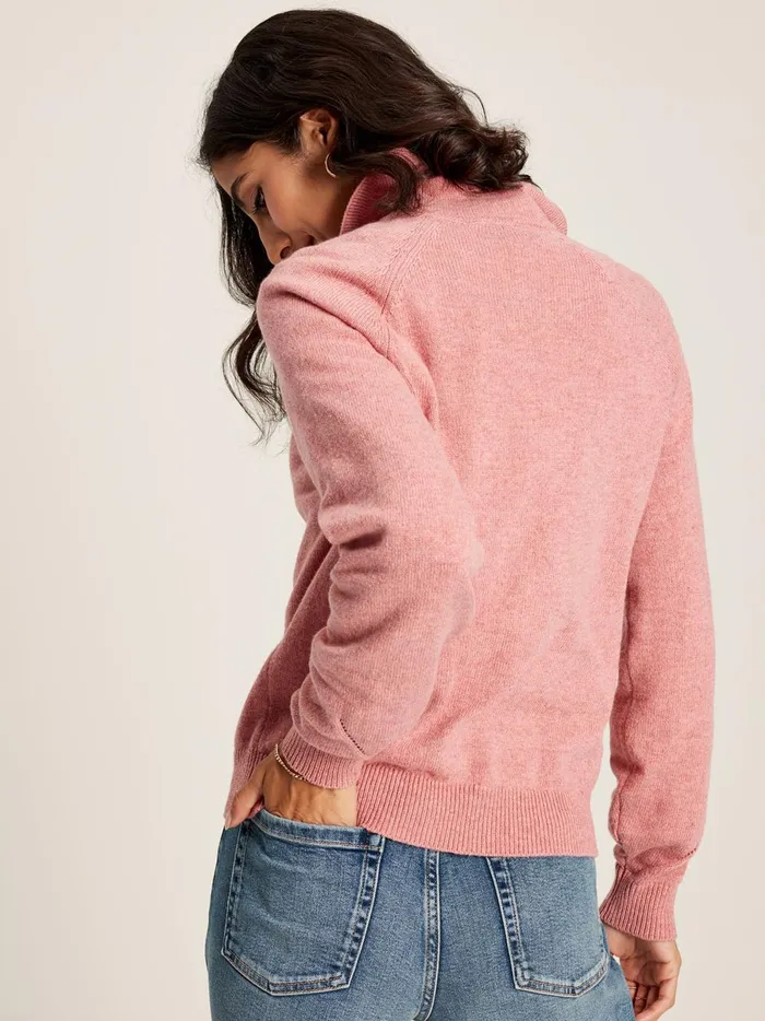 Joules Knitwear Women Pink Pointelle Jumper With Collar