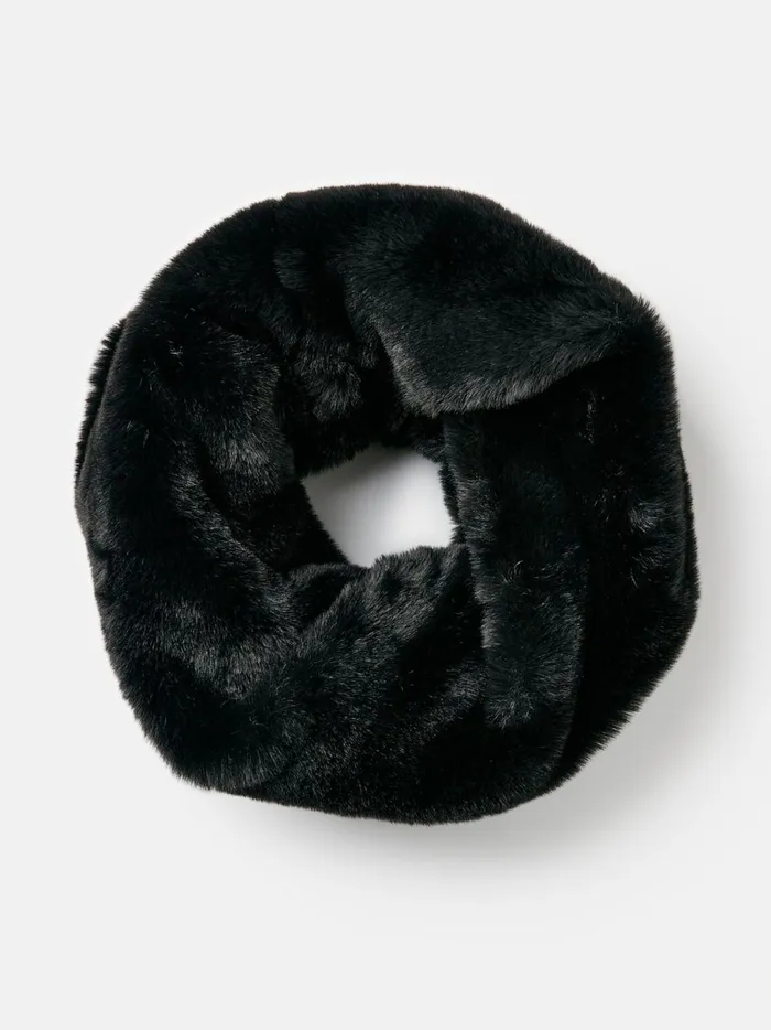 Joules Scarves Women Black Faux Fur Snood Scarf