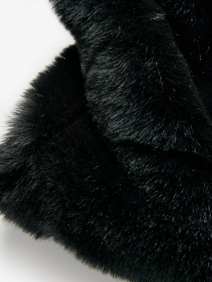 Joules Scarves Women Black Faux Fur Snood Scarf