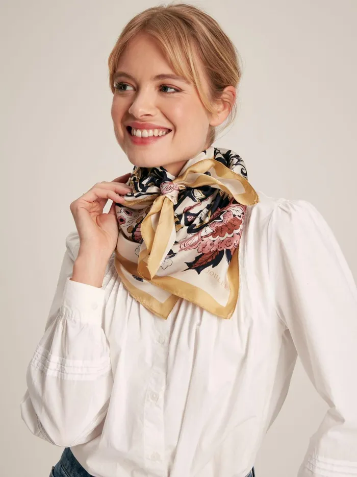 Joules Scarves Women NeutralBlush Floral Square Silk Scarf