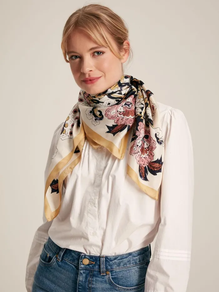 Joules Scarves Women NeutralBlush Floral Square Silk Scarf