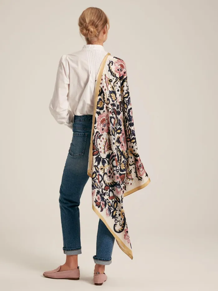 Joules Scarves Women NeutralBlush Floral Square Silk Scarf