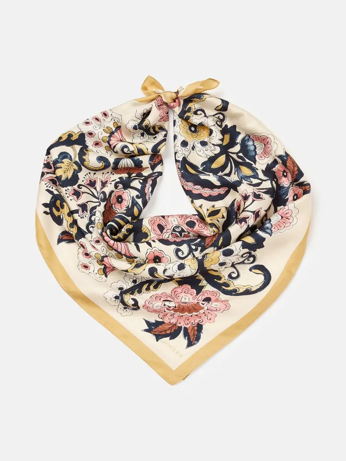 Joules Scarves Women NeutralBlush Floral Square Silk Scarf