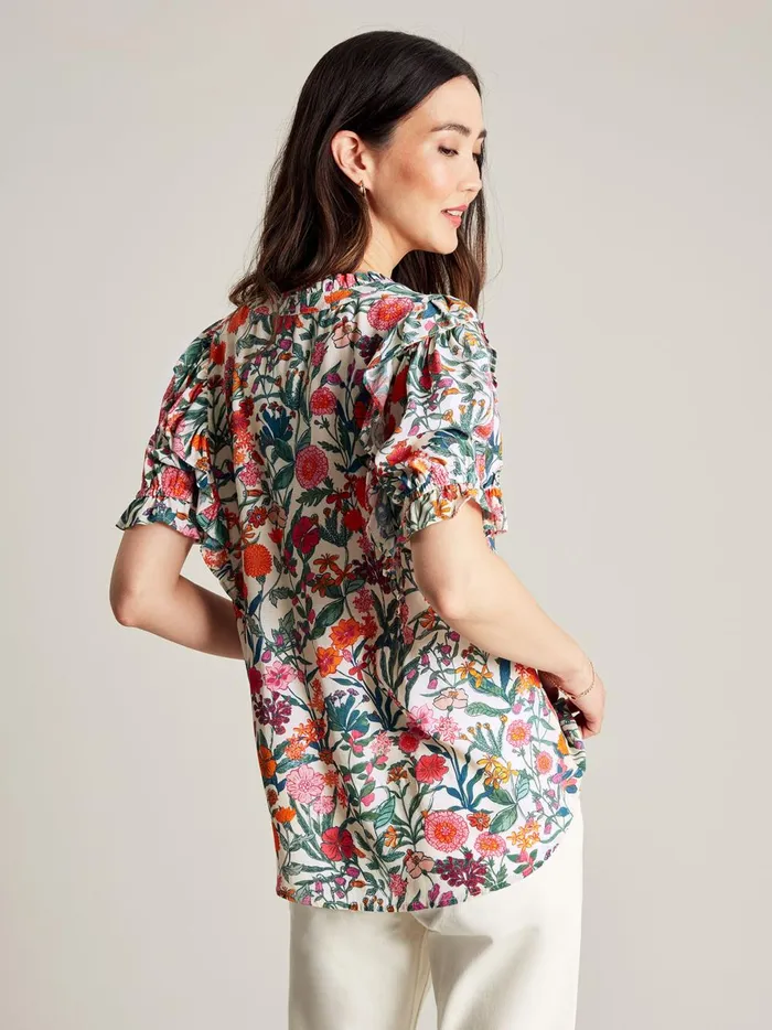 Joules Shirts and Blouses Women White Half Placket Frill Blouse