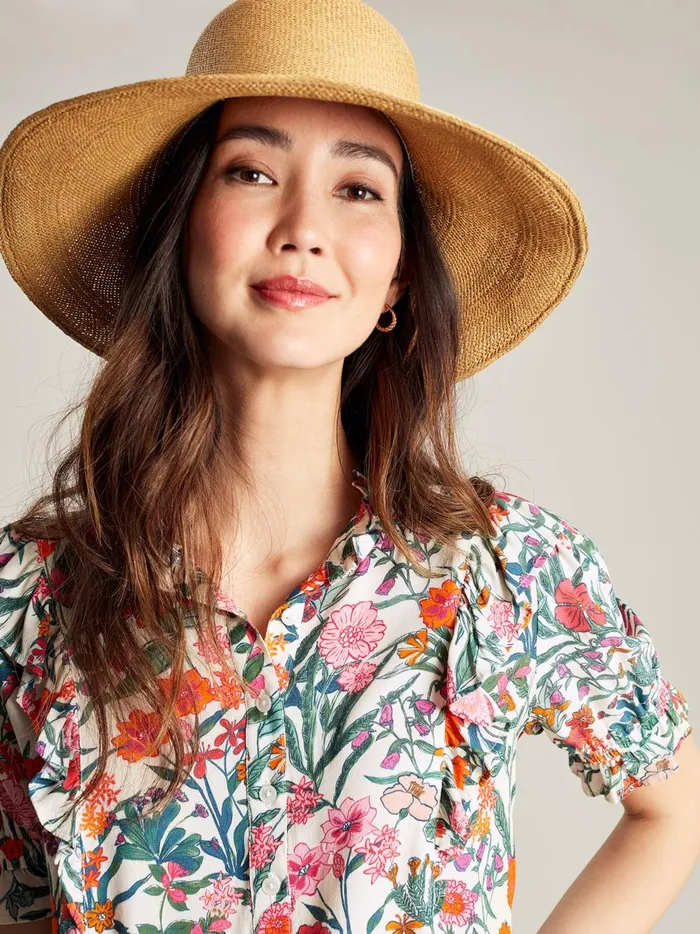 Joules Shirts and Blouses Women White Half Placket Frill Blouse