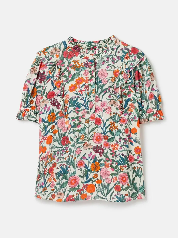 Joules Shirts and Blouses Women White Half Placket Frill Blouse