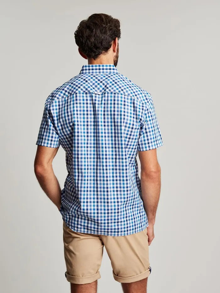 Joules Shirts Men Blue Short Sleeve Classic Fit Shirt