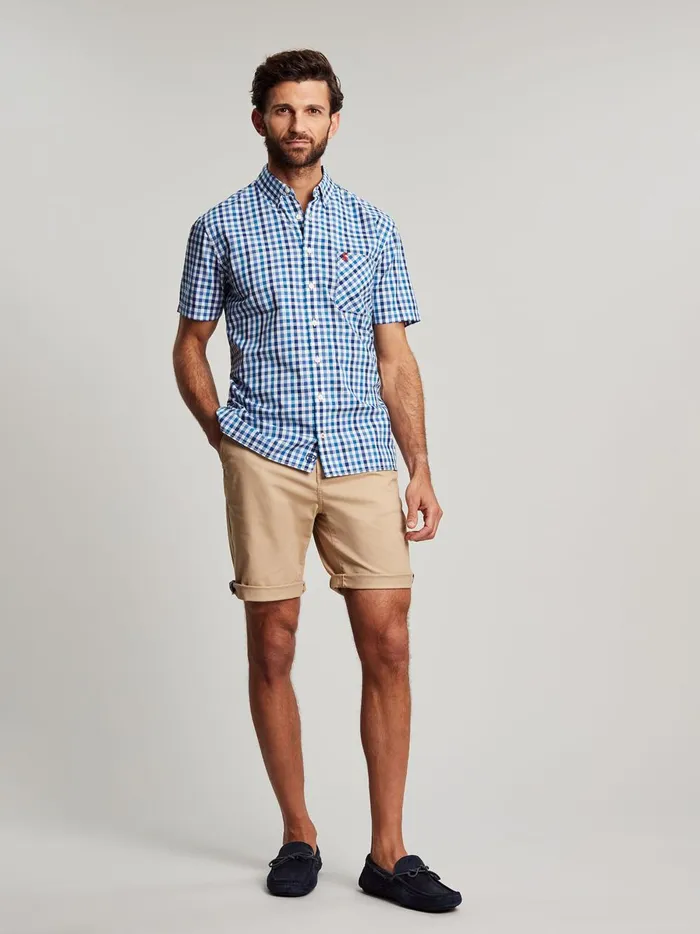 Joules Shirts Men Blue Short Sleeve Classic Fit Shirt
