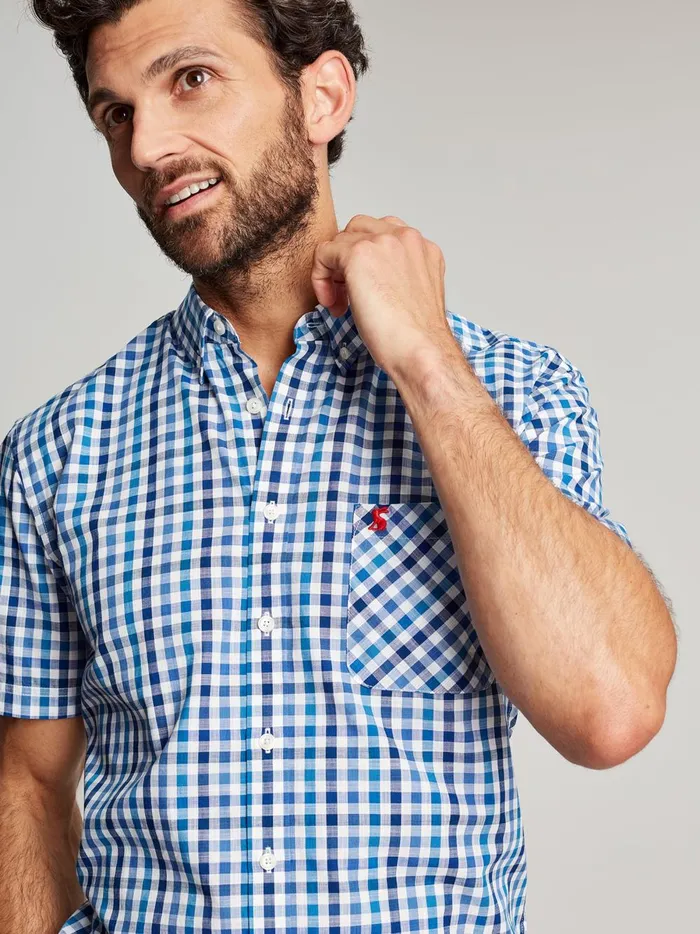 Joules Shirts Men Blue Short Sleeve Classic Fit Shirt