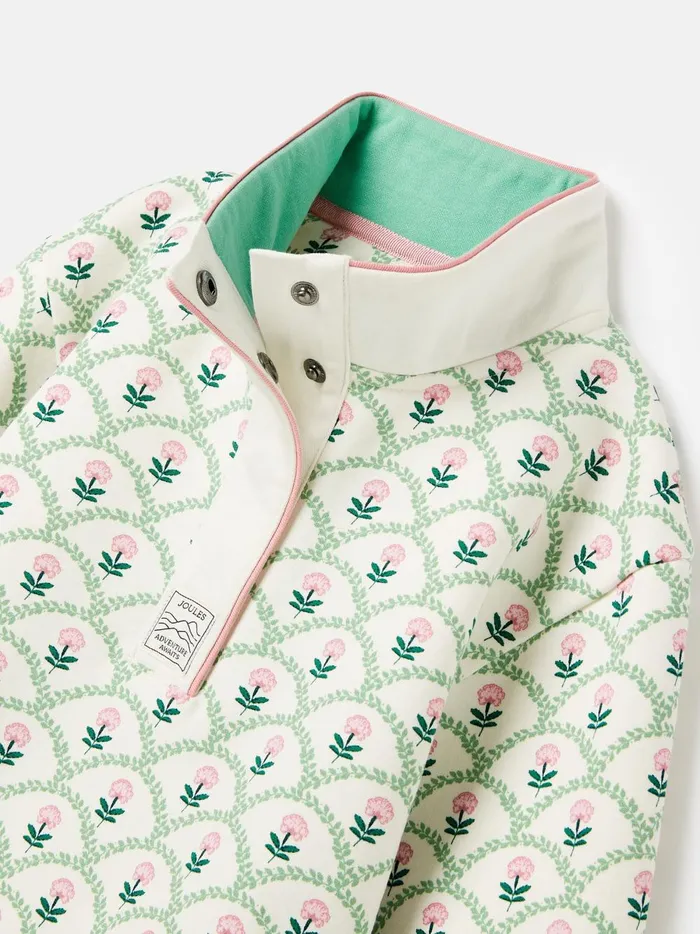 Joules Sweatshirts and Hoodies Girls Cream Floral Funnel Neck Sweatshirt