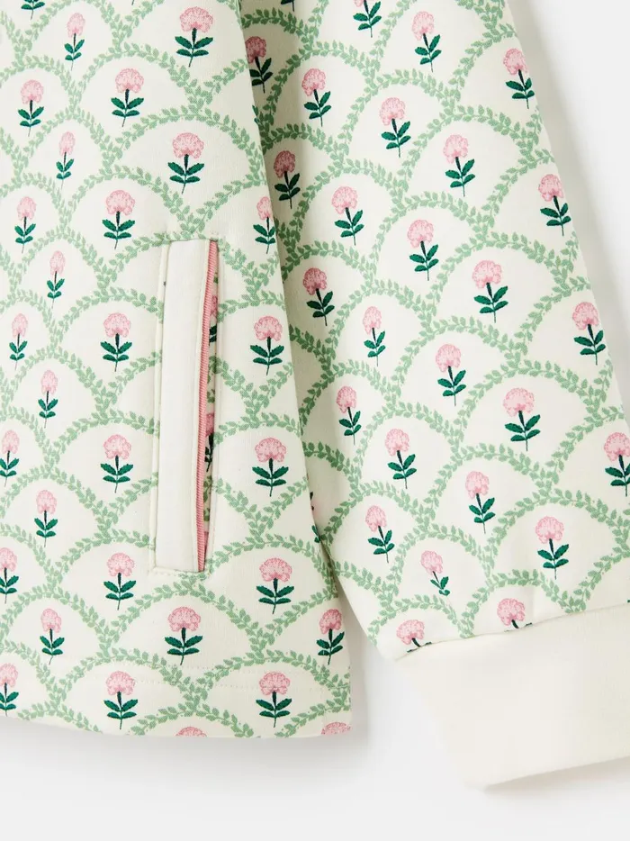 Joules Sweatshirts and Hoodies Girls Cream Floral Funnel Neck Sweatshirt
