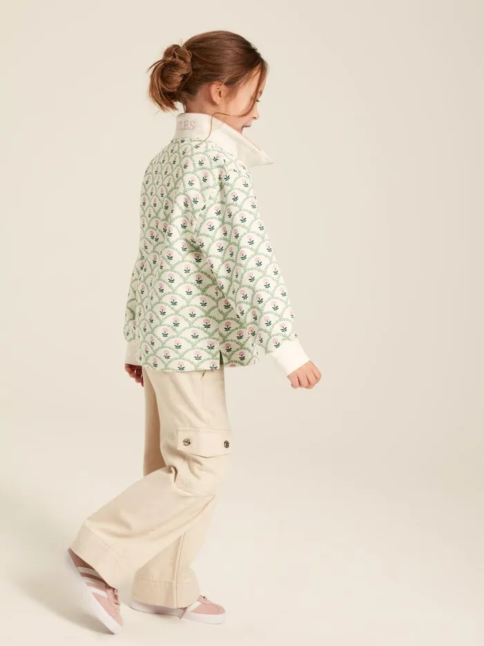 Joules Sweatshirts and Hoodies Girls Cream Floral Funnel Neck Sweatshirt
