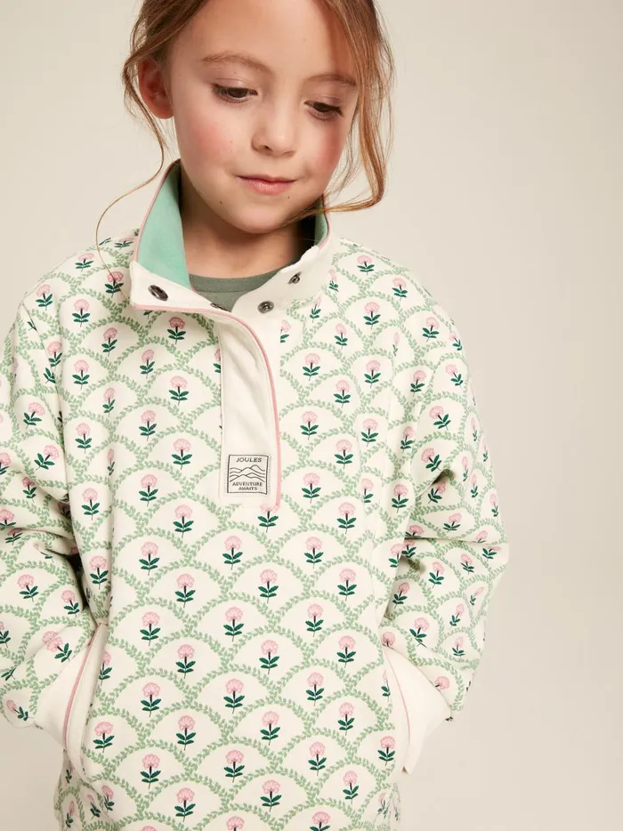 Joules Sweatshirts and Hoodies Girls Cream Floral Funnel Neck Sweatshirt