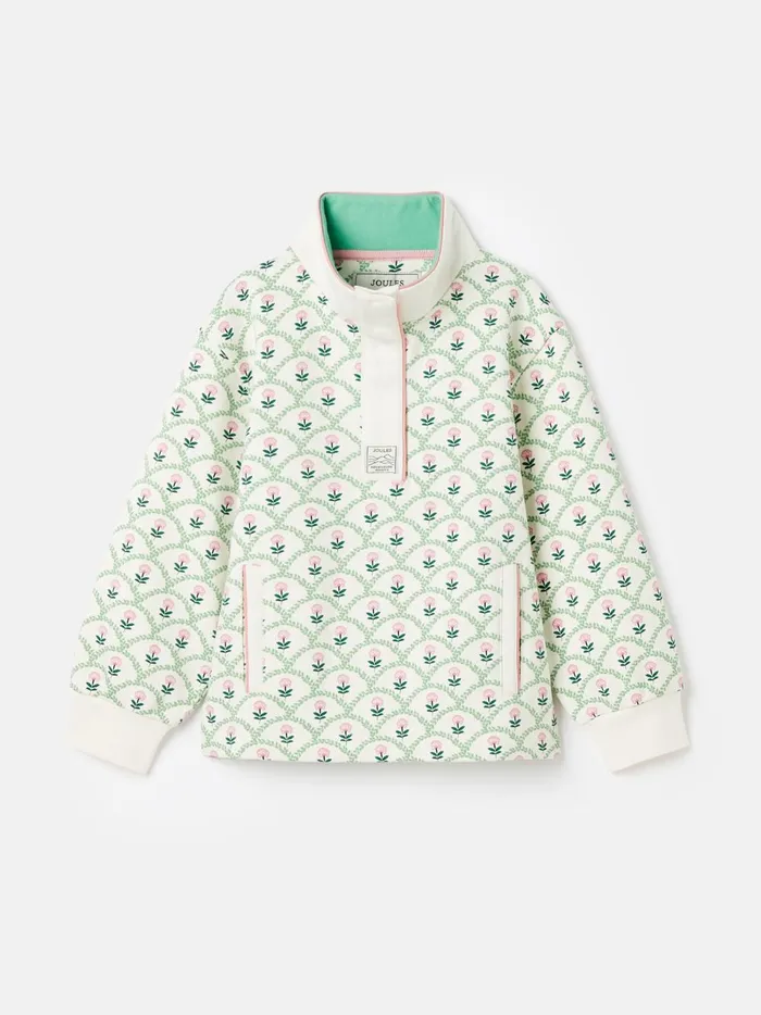 Joules Sweatshirts and Hoodies Girls Cream Floral Funnel Neck Sweatshirt