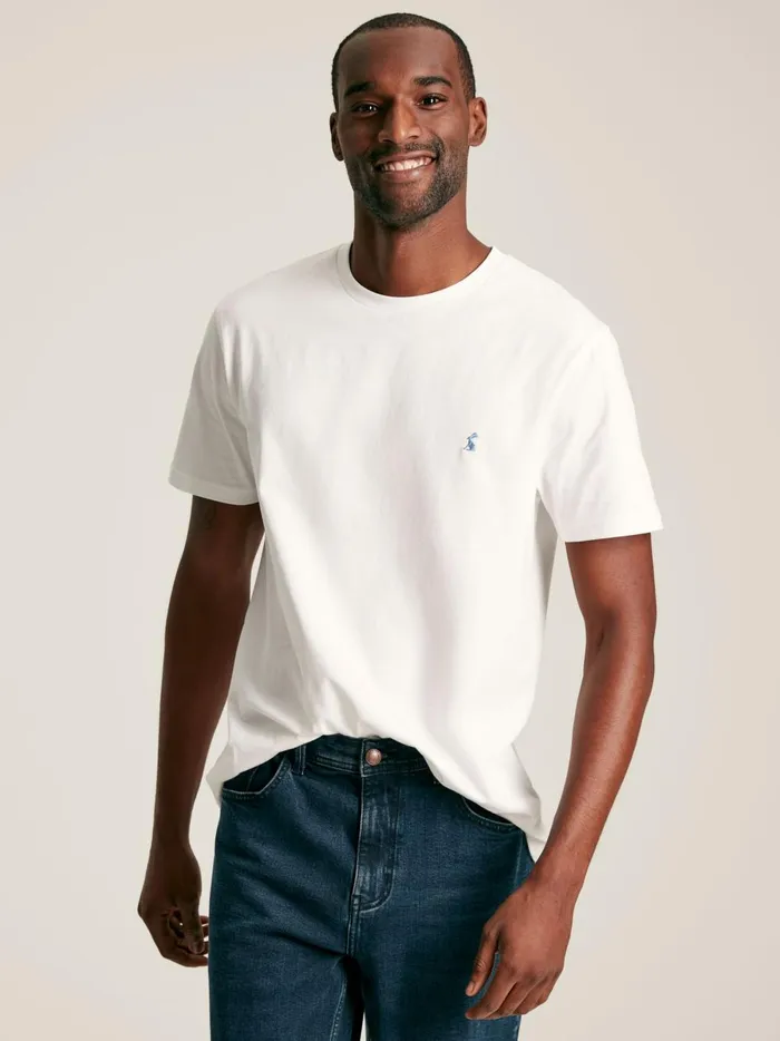 Joules Tops and Tshirts Men White Plain Jersey Crew Neck TShirt