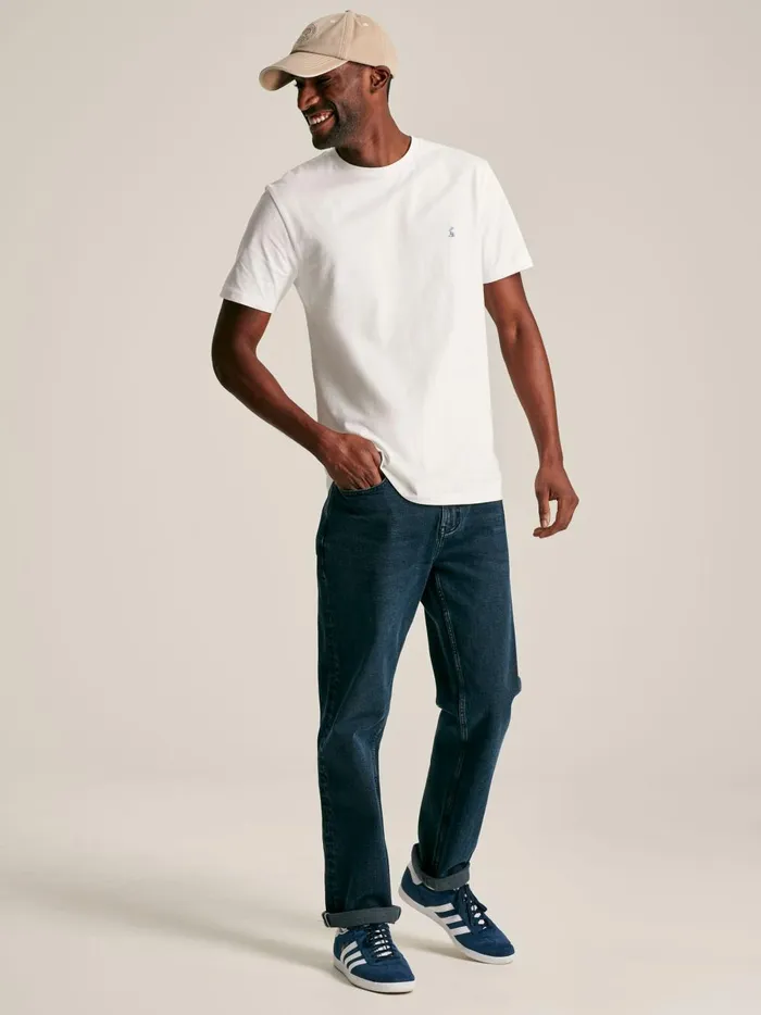 Joules Tops and Tshirts Men White Plain Jersey Crew Neck TShirt