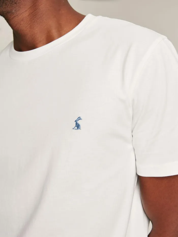 Joules Tops and Tshirts Men White Plain Jersey Crew Neck TShirt
