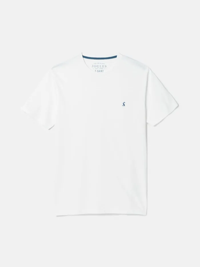 Joules Tops and Tshirts Men White Plain Jersey Crew Neck TShirt