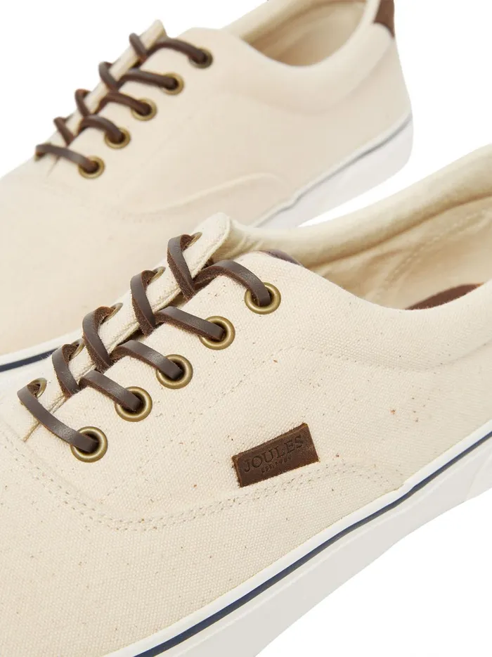 Joules Trainers Men White Deck Cupsole Canvas Shoes