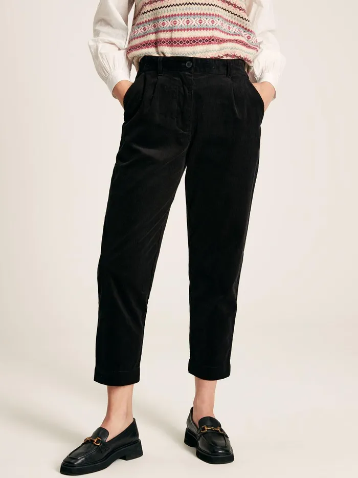 Joules Trousers and Leggings Women Black Cord Tapered Leg Trousers