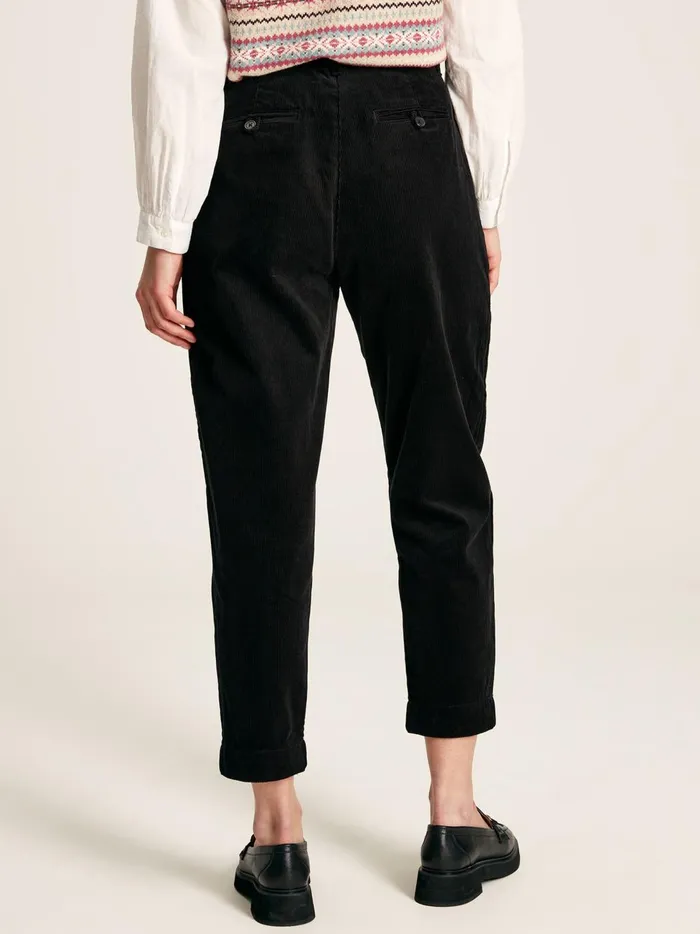 Joules Trousers and Leggings Women Black Cord Tapered Leg Trousers