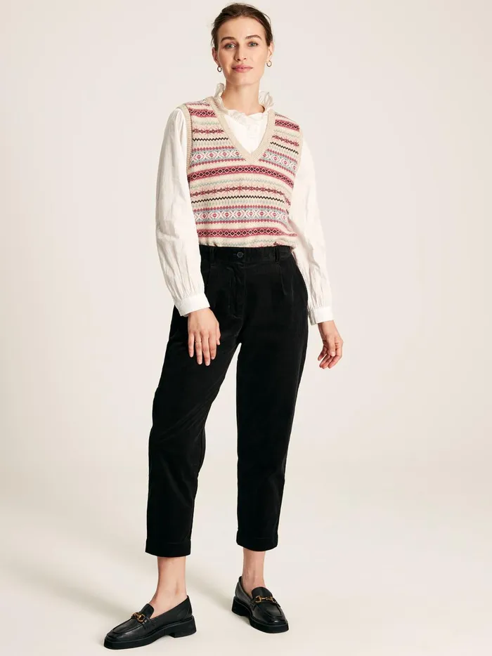 Joules Trousers and Leggings Women Black Cord Tapered Leg Trousers