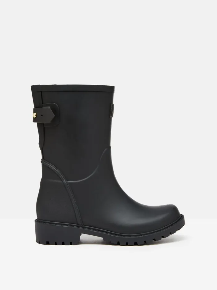 Joules Wellies Women Black Adjustable Mid Calf Wellies