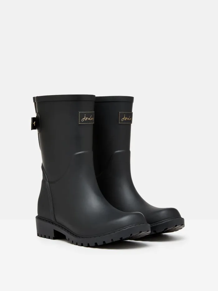 Joules Wellies Women Black Adjustable Mid Calf Wellies