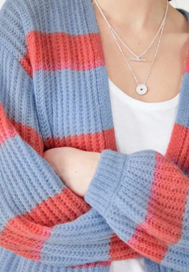 Jumpers and Cardigans Women Hush Ani Striped Cardigan Sky Blue Orange