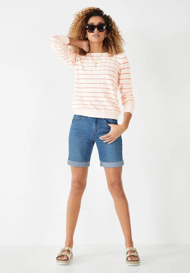 Jumpers and Cardigans Women Hush Aubrey Striped Jumper Soft Whitepink