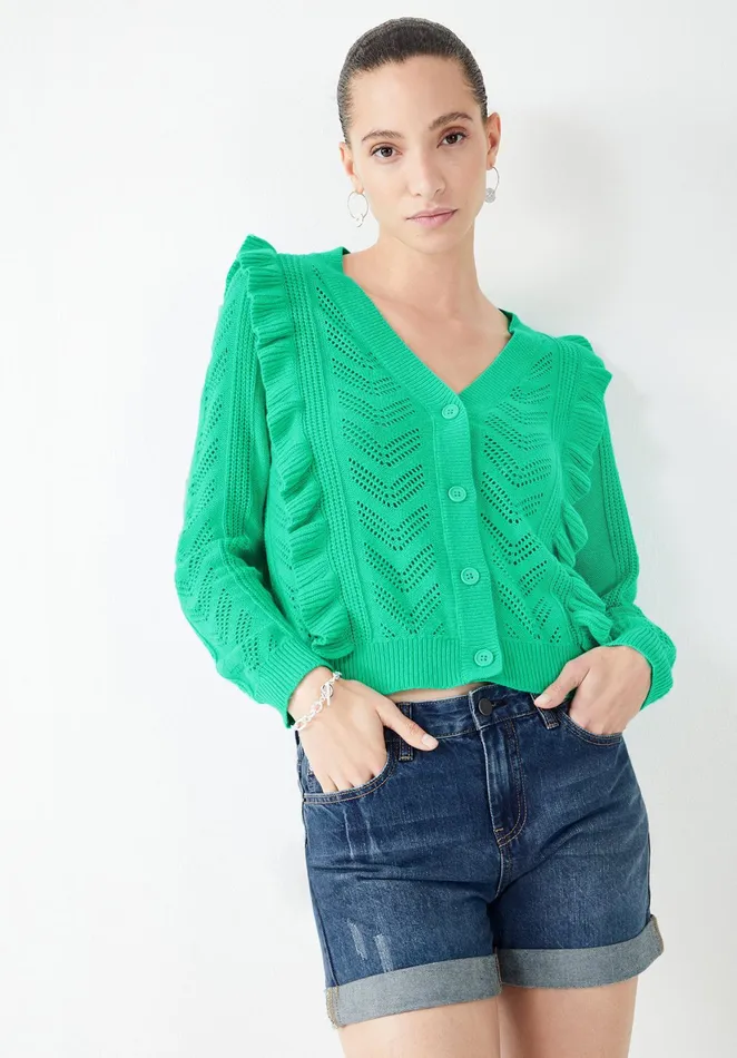 Jumpers and Cardigans Women Hush Bodhi Frilled Cardigan Mint Green