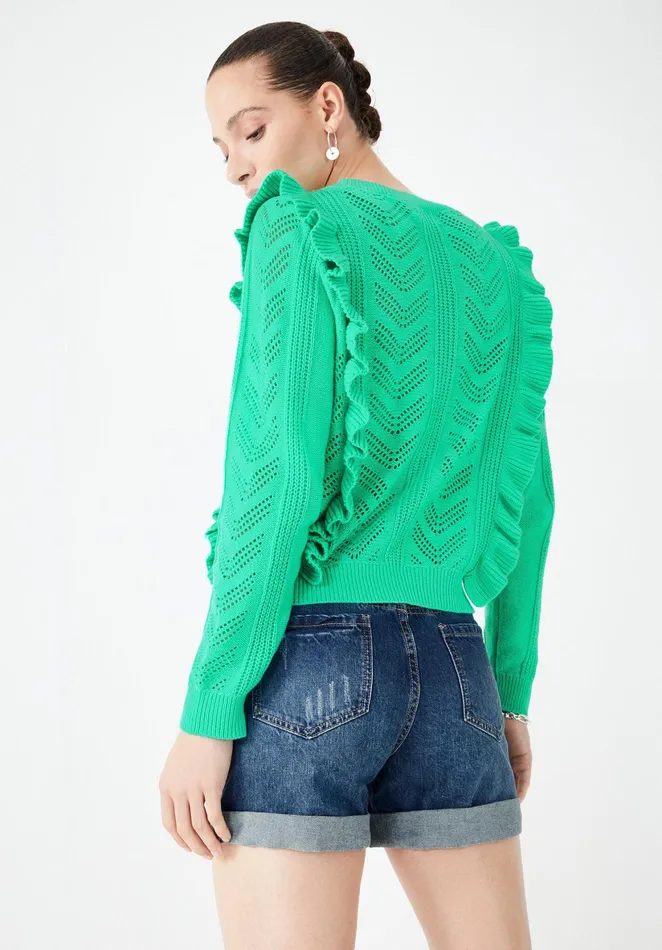 Jumpers and Cardigans Women Hush Bodhi Frilled Cardigan Mint Green