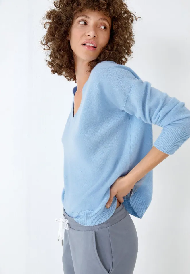 Jumpers and Cardigans Women Hush Gem VNeck Cashmere Jumper Smokey Blue
