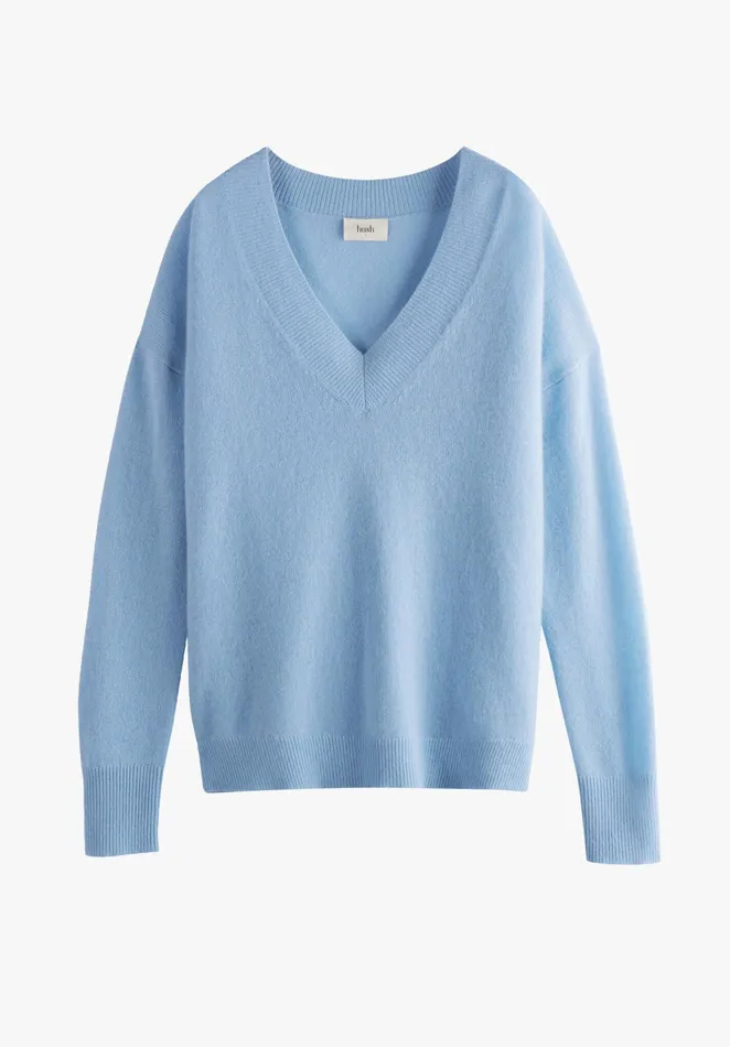 Jumpers and Cardigans Women Hush Gem VNeck Cashmere Jumper Smokey Blue