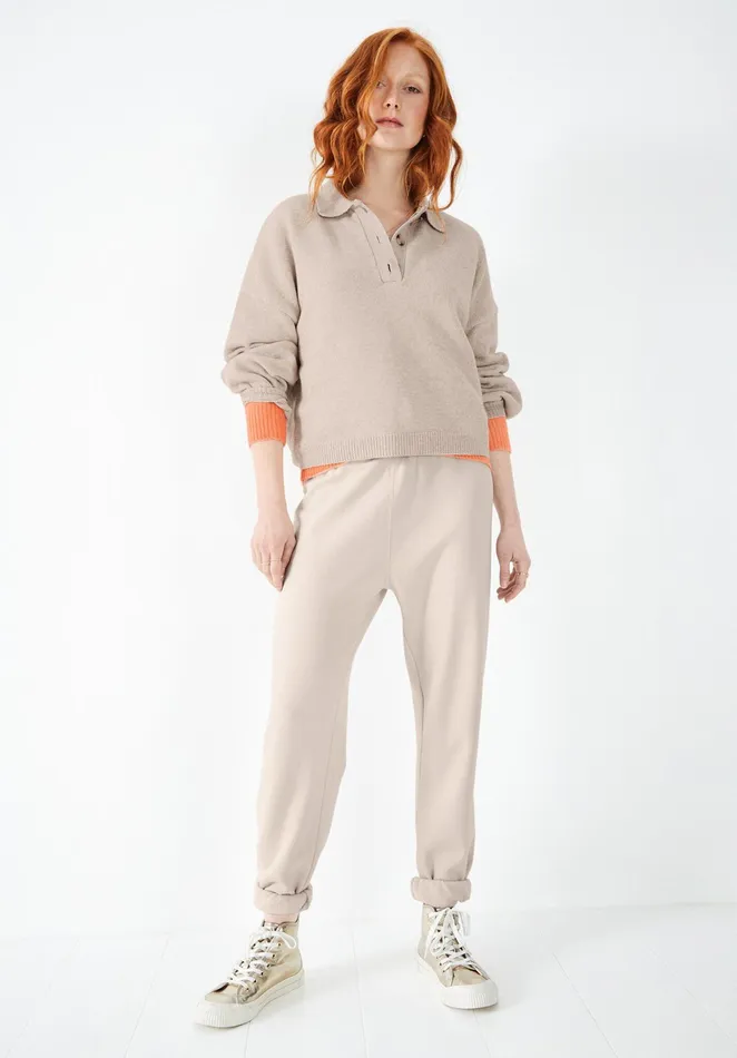 Jumpers and Cardigans Women Hush Laura Collared Jumper Oatmeal Beige