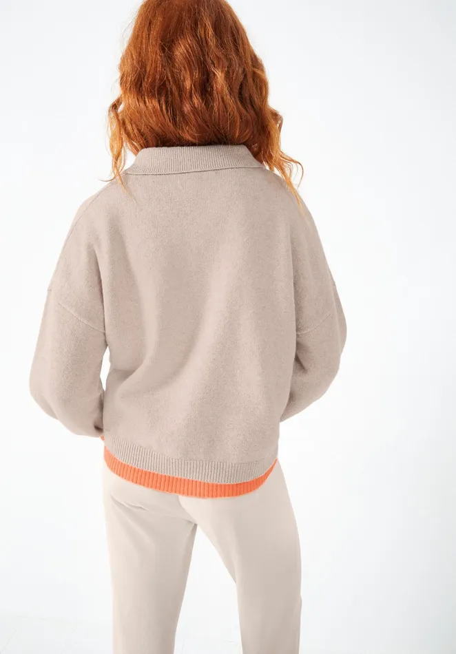 Jumpers and Cardigans Women Hush Laura Collared Jumper Oatmeal Beige
