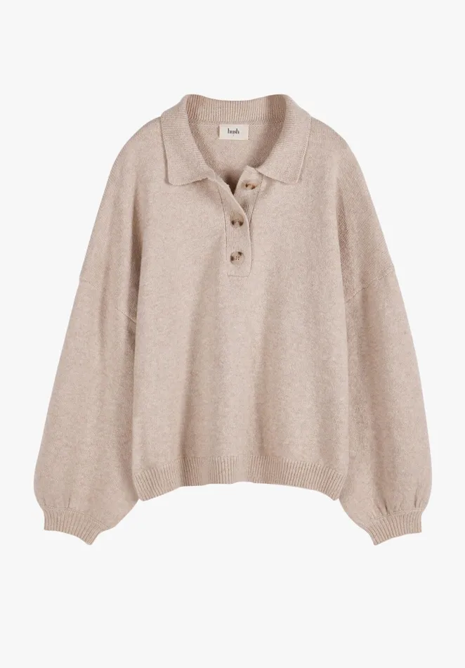 Jumpers and Cardigans Women Hush Laura Collared Jumper Oatmeal Beige