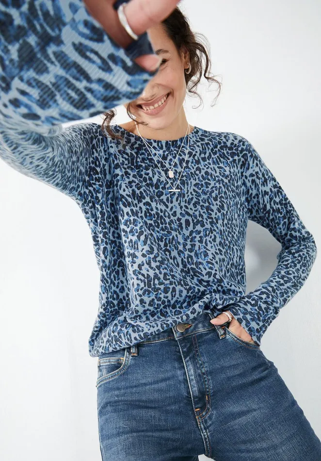 Jumpers and Cardigans Women Hush Malin Printed Jumper Layered Leopard Blue
