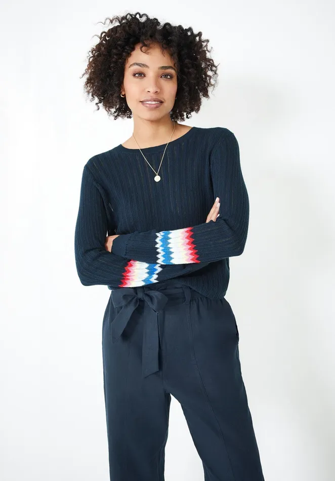 Jumpers and Cardigans Women Hush Novie Rainbow Jumper Midnight Navy Bluemulti