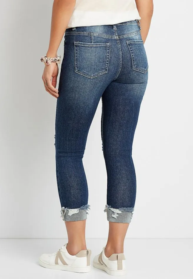 Kancan High Rise Curvy Dark Ripped Cropped Jean Women Maurices Jeans