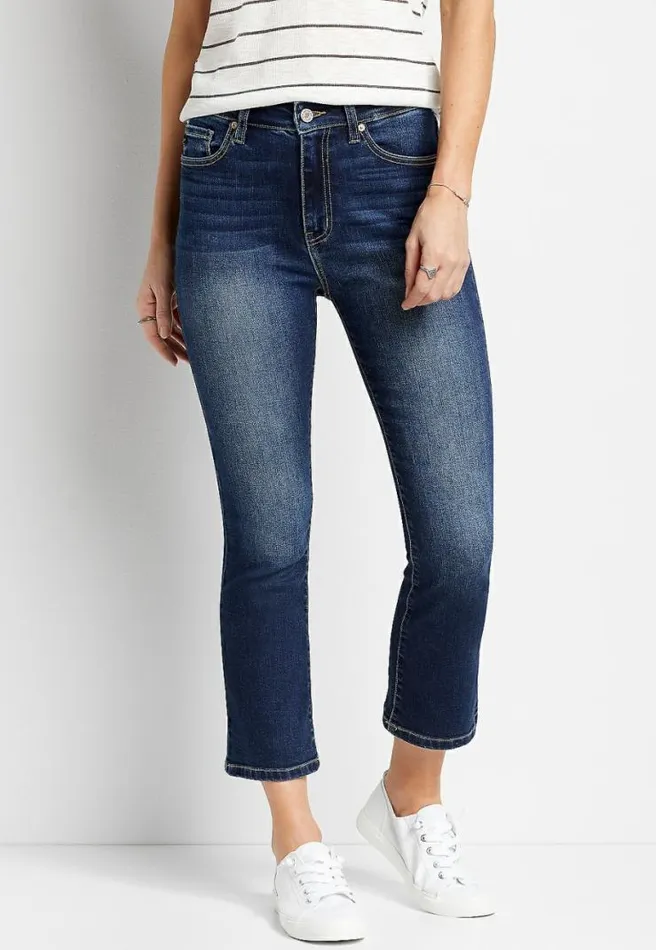 Kancan High Rise Dark Wash Cropped Flare Jean Women Maurices Bottoms