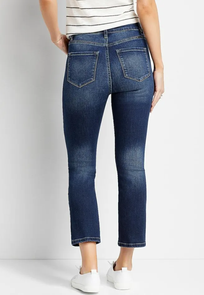 Kancan High Rise Dark Wash Cropped Flare Jean Women Maurices Bottoms