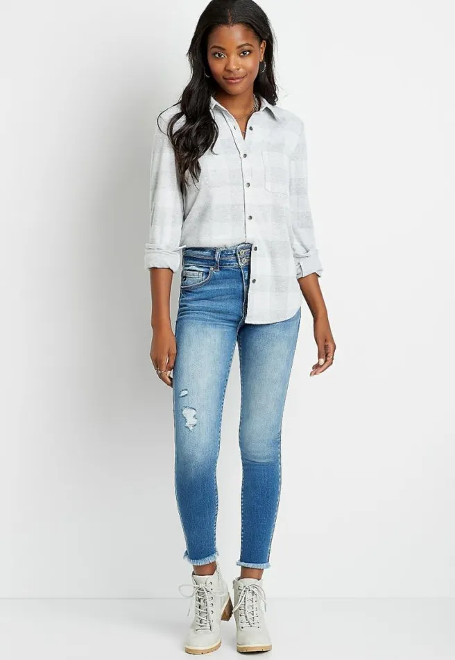 Kancan High Rise Medium Fray Waist Skinny Jean Women Maurices Jeans